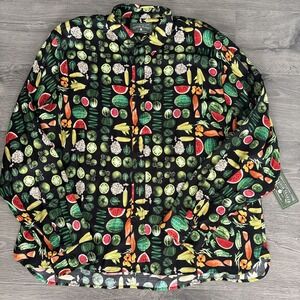 Denim Tears Mens M Button up shirt Fruit all over print Long slv viscose NWT